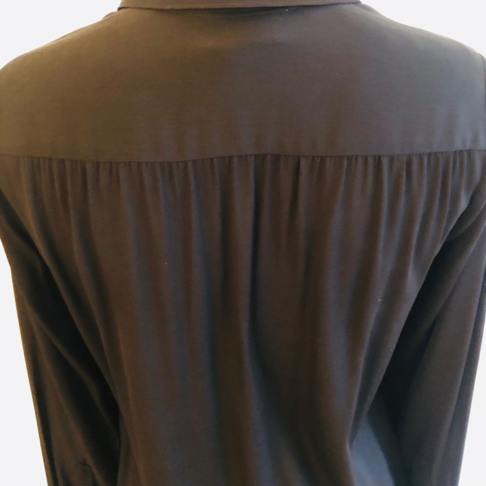 NWT, Black Silk Button Down Blouse - Picture 8 of 9
